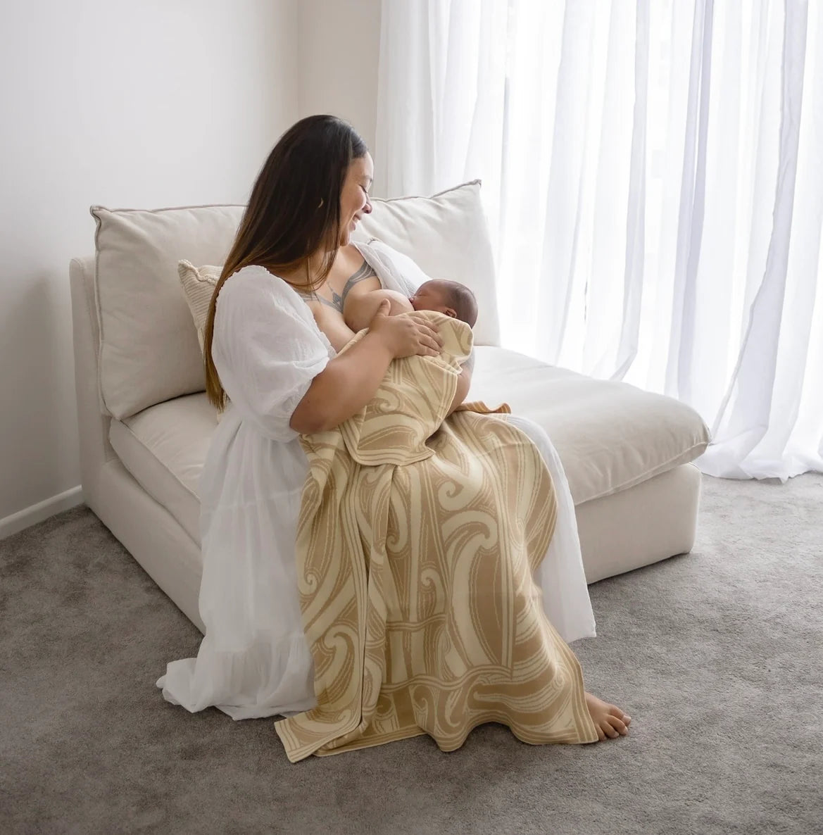 Pēpi Blanket - Hawaiiki Pēpi - Te Piringa 100% Organic Cotton - Beige