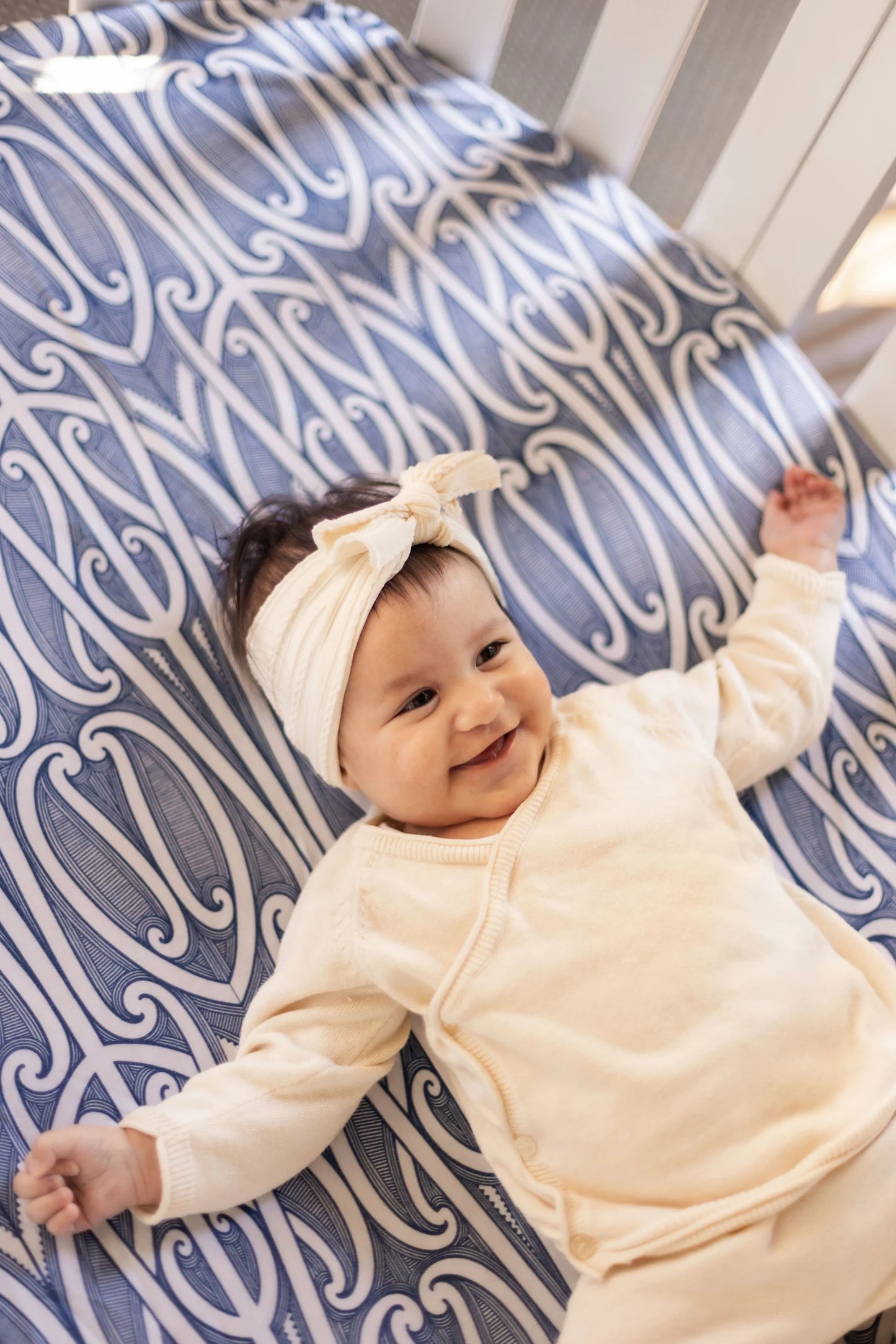 Fitted Cot Sheet - Taurikura Navy Blue - Hawaiiki Pēpi