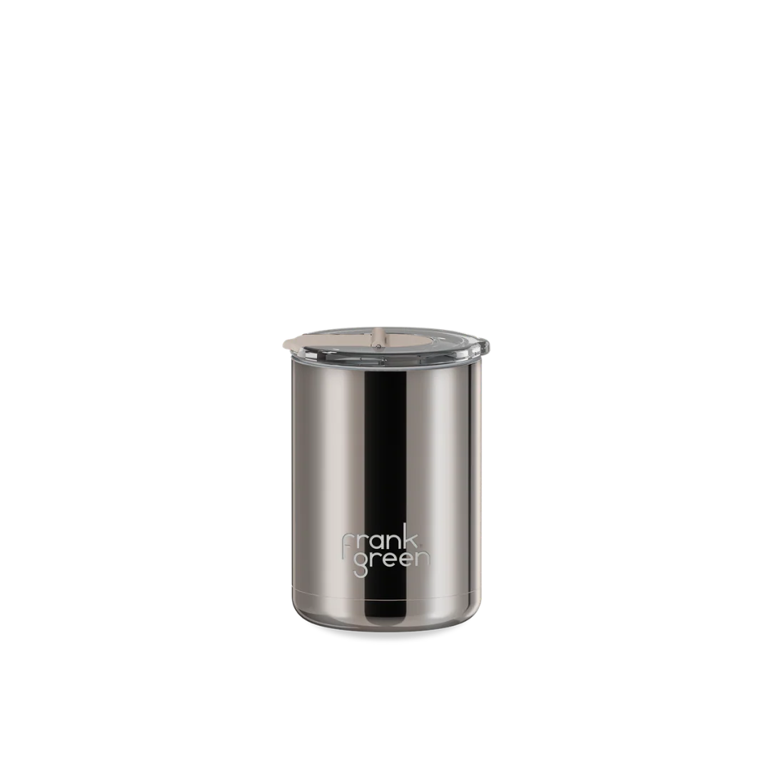 Ceramic Coffee Cup with Hinged Lid - Moondust Chrome - Frank Green