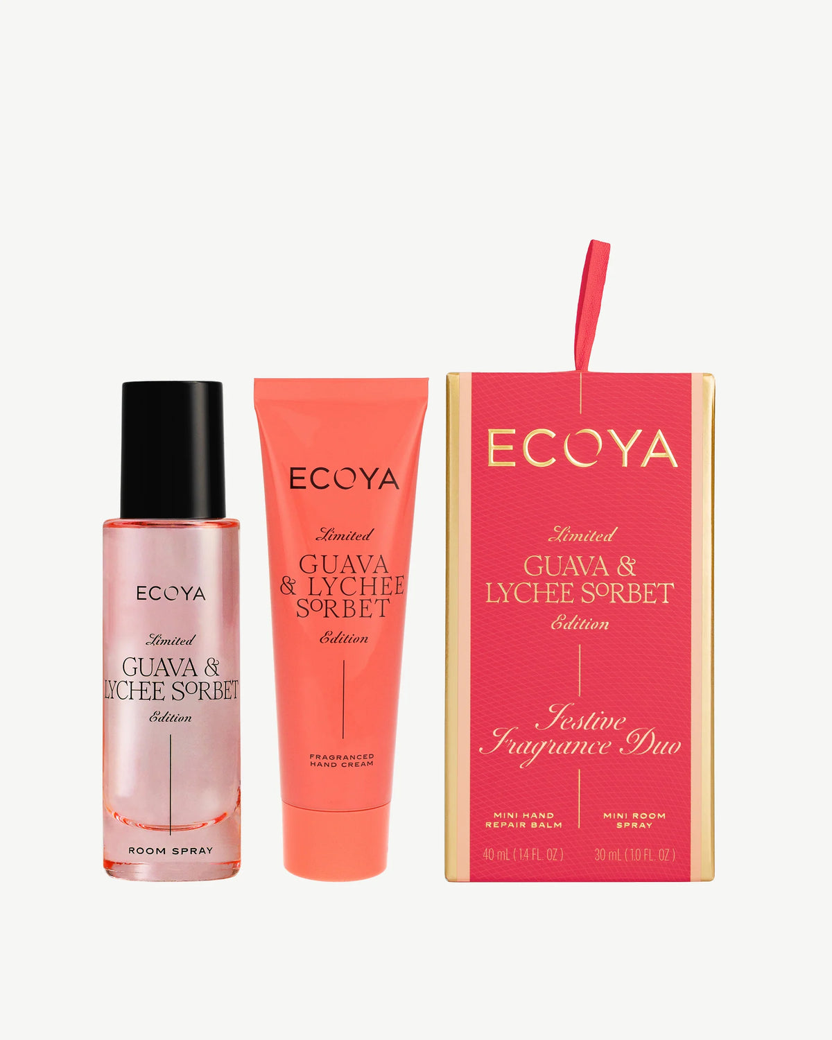 Festive Fragrance Duo - Mini Hand Cream 40ml & Mini Room Spray 30ml - Guava & Lychee Sorbet