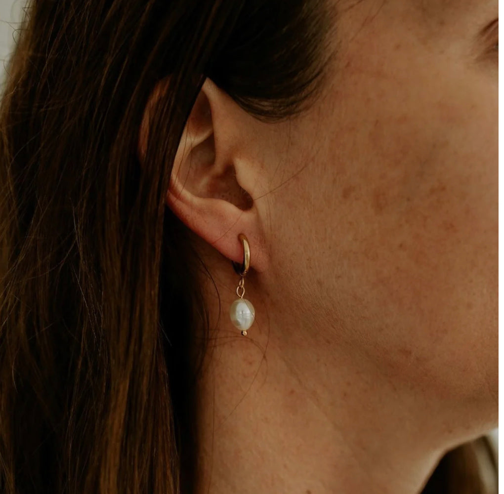 Earrings - Katy B - Pearl Hoops