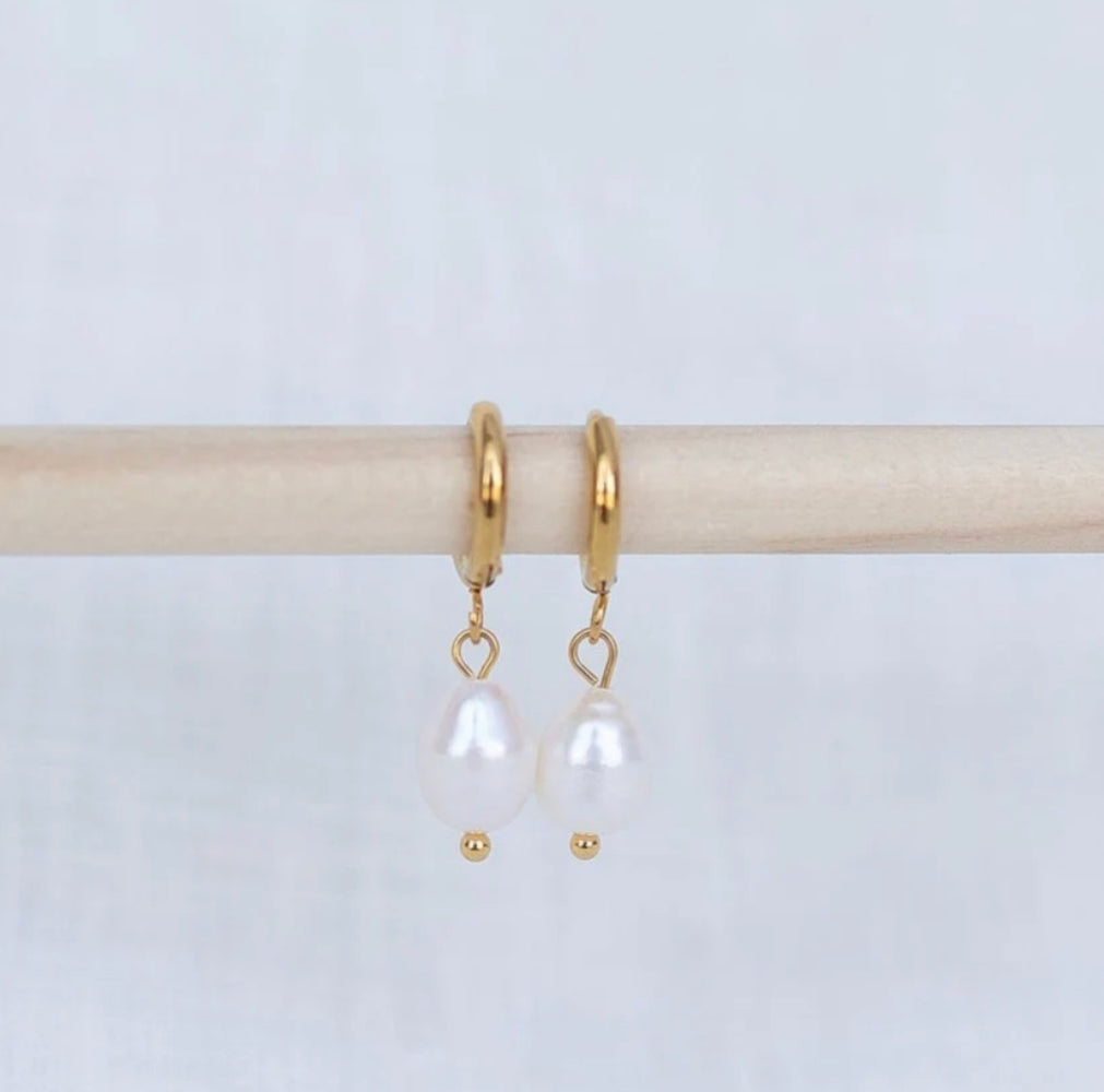 Earrings - Katy B - Pearl Hoops