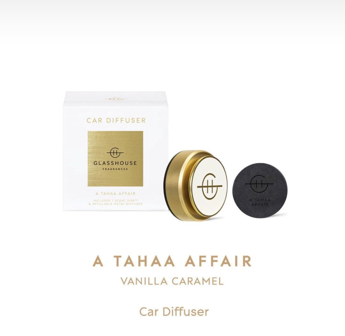 Car Diffuser - Glasshouse - Cream/Gold - A Tahaa Affair
