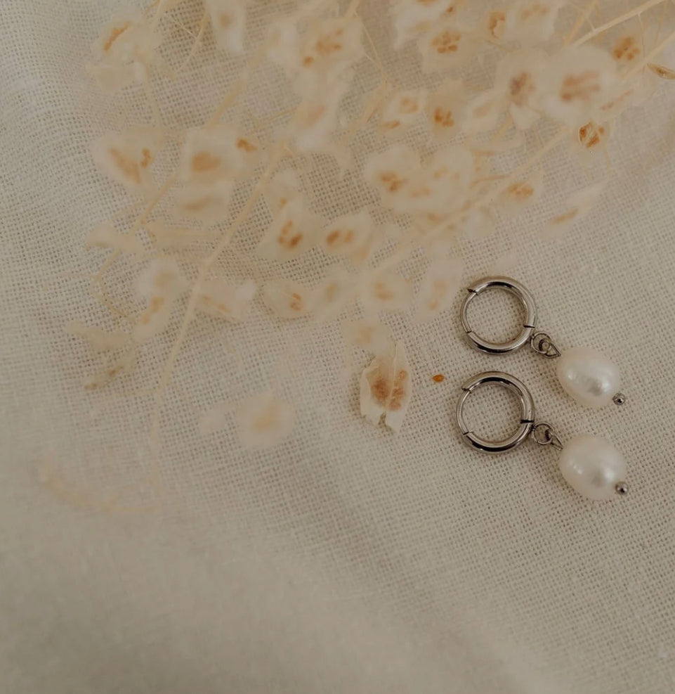Earrings - Katy B - Pearl Hoops