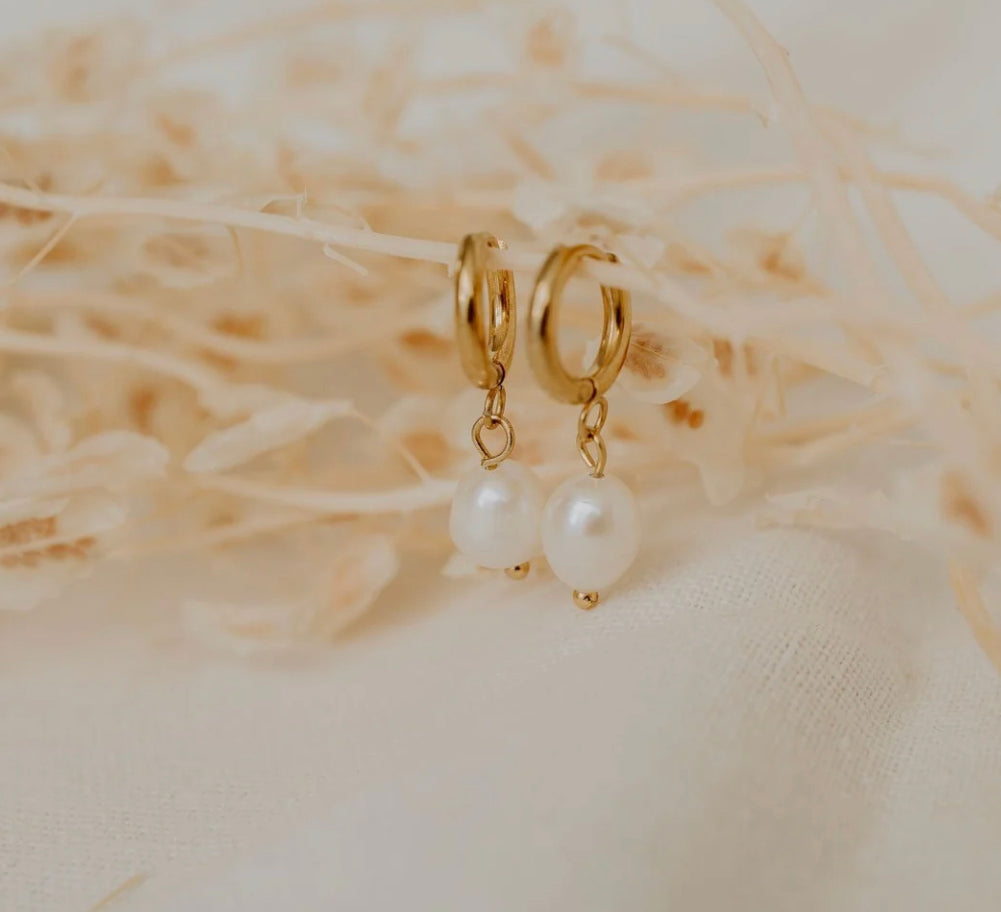 Earrings - Katy B - Pearl Hoops