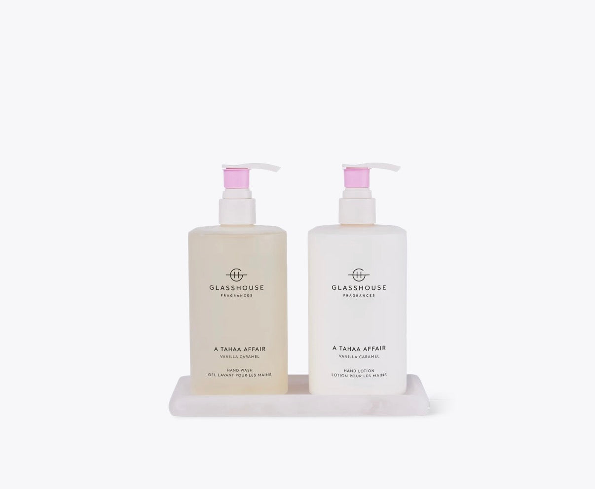 Hand Care Duo - Hand Wash, Hand Lotion & Tray - Glasshouse Fragrances - A Tahaa Affair