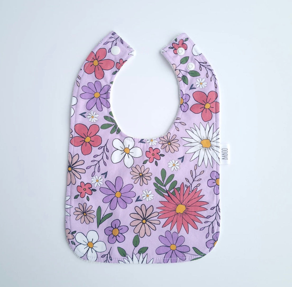 Feeding Bib - Floral - Purple