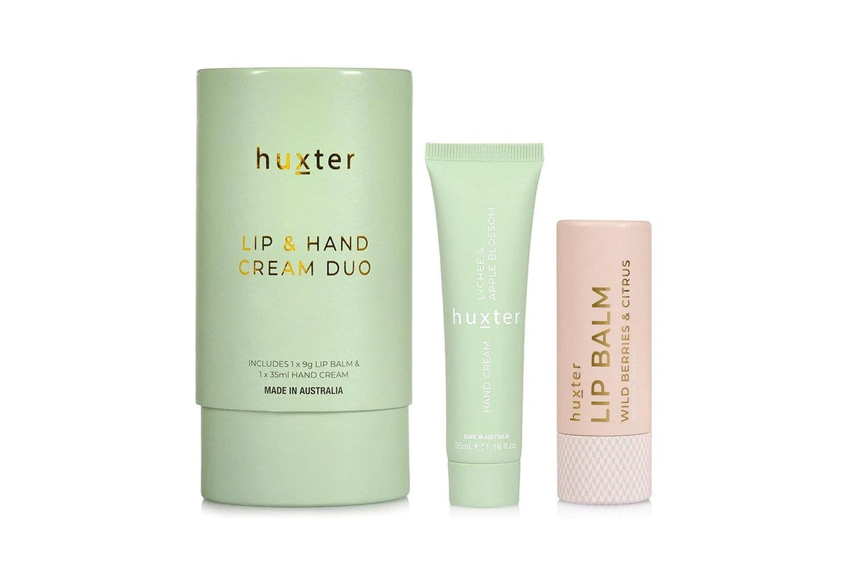 Lip & Hand Cream Duo - Green - Lychee & Apple Blossom - Huxter