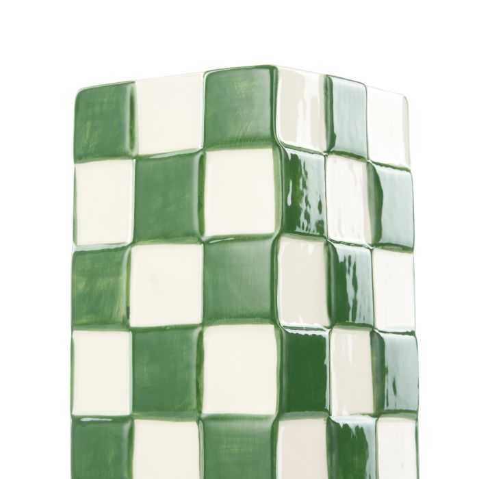 Lulu Vase - Checkered - Green and White