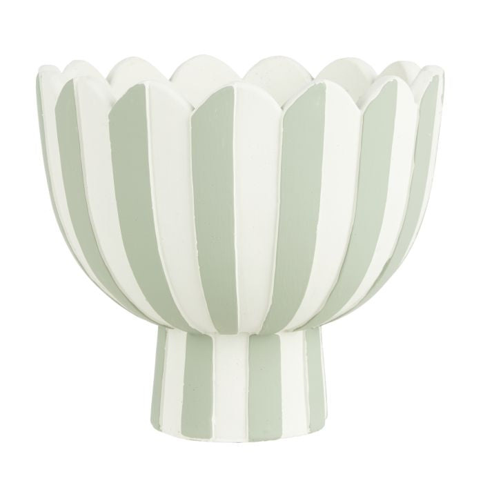 Lila Planter - Stripe - Green and White