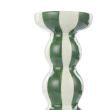 Candle Holder - Stripe - Green and White