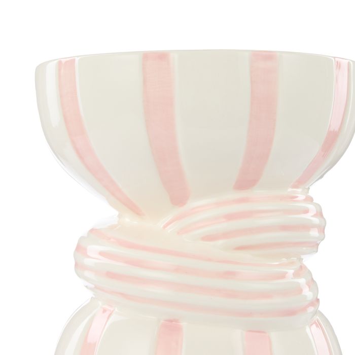 Lulu Vase - Twist Stripe - Pink and White