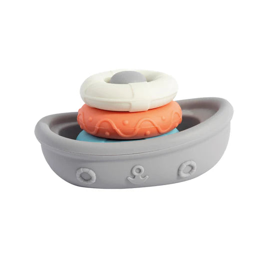 Bath Toy - Silicone Stacking Boat with Rings