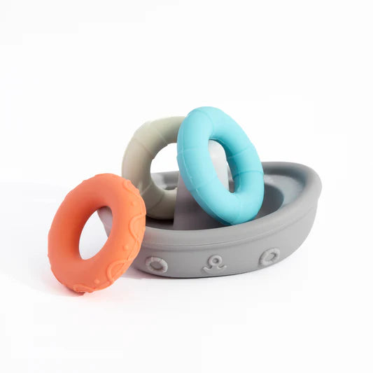 Bath Toy - Silicone Stacking Boat with Rings