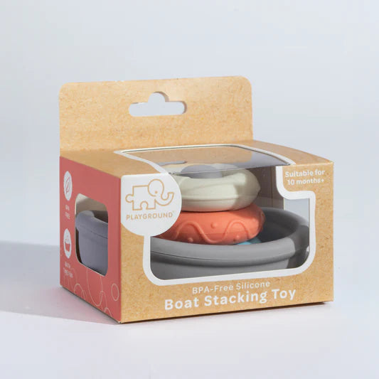 Bath Toy - Silicone Stacking Boat with Rings