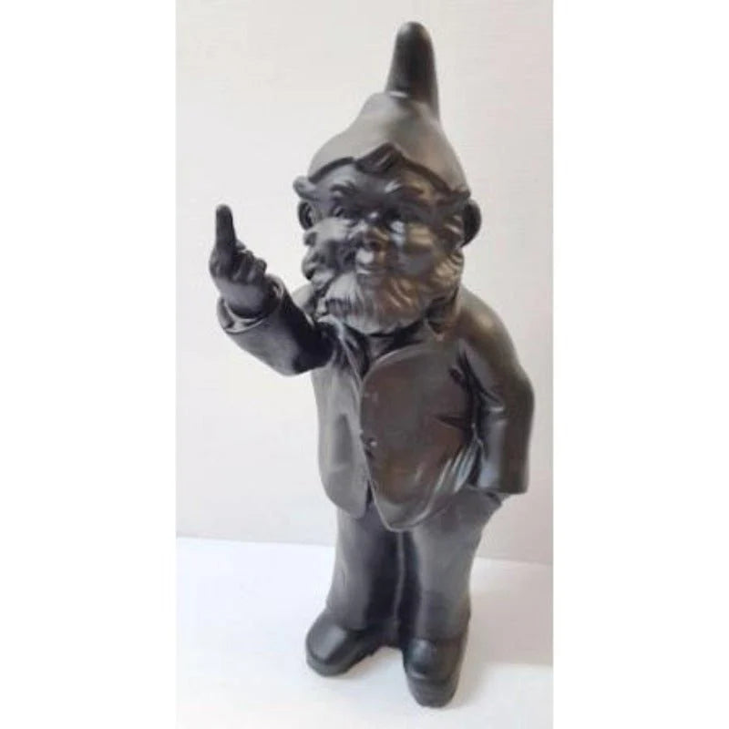 Cheeky Gnome Statue - Black - F You