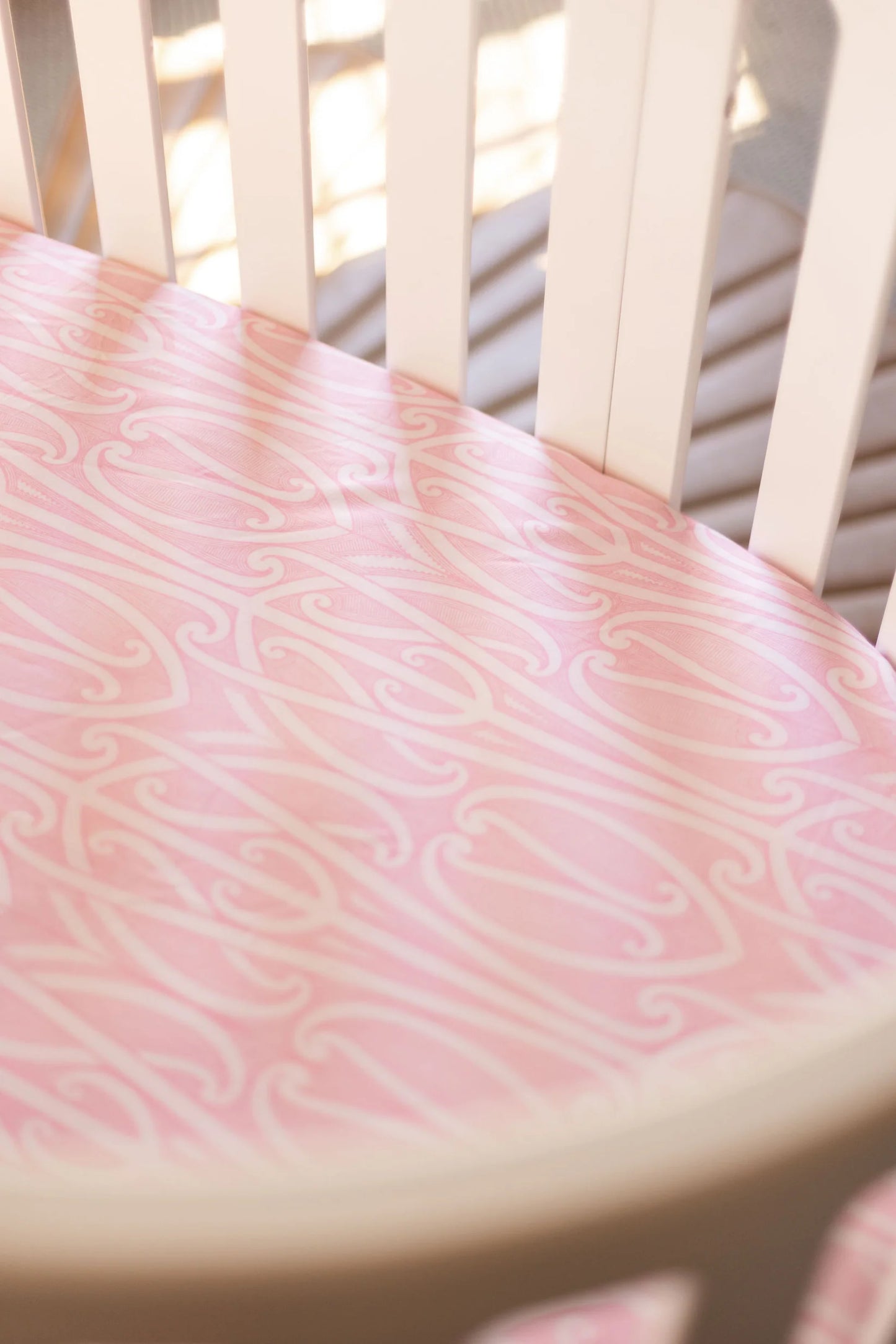 Fitted Cot Sheet - Taurikura Pink - Hawaiiki Pēpi