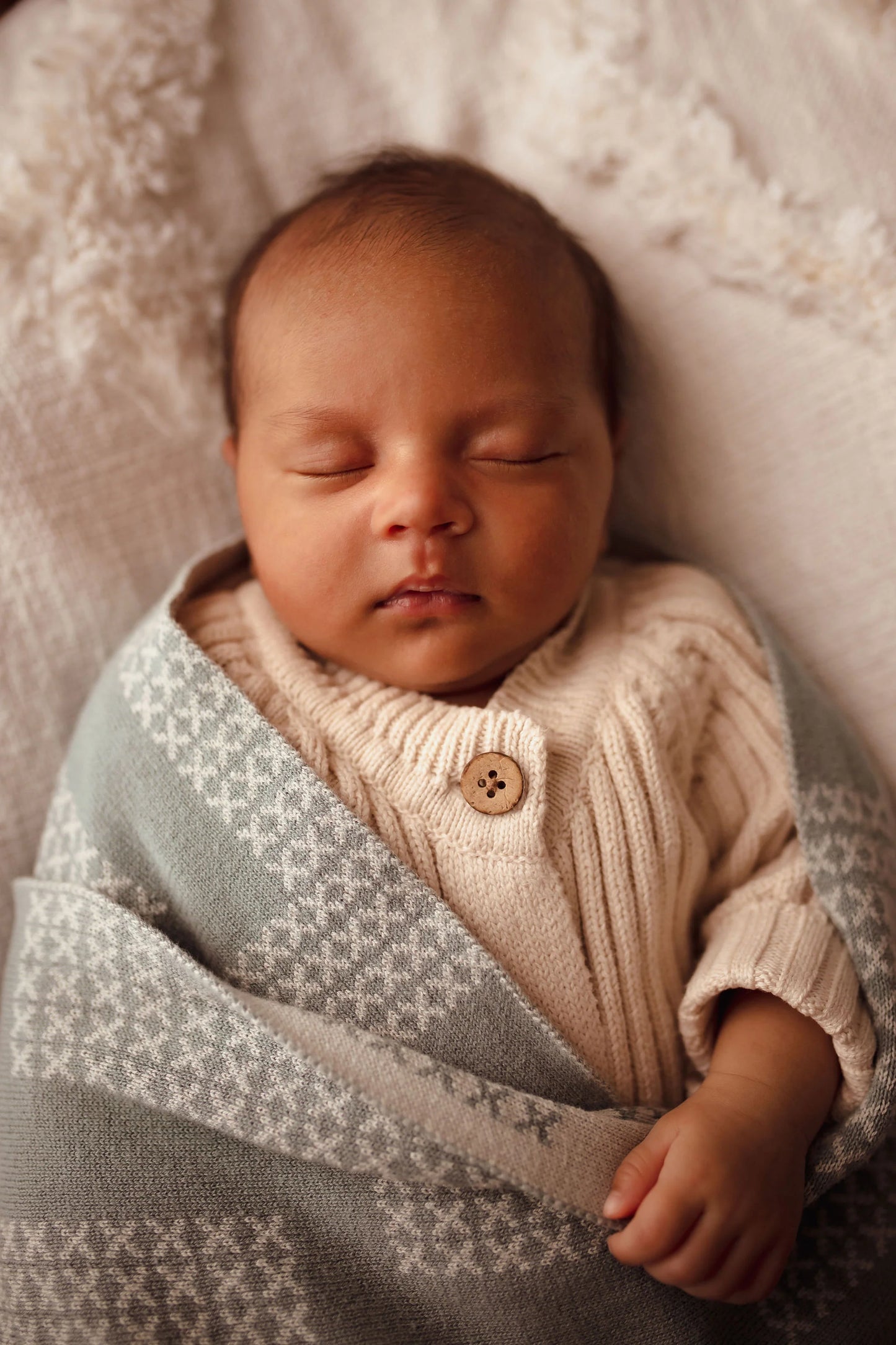Pēpi Blanket - Knitted - Poutama - Awhi Company - Blue