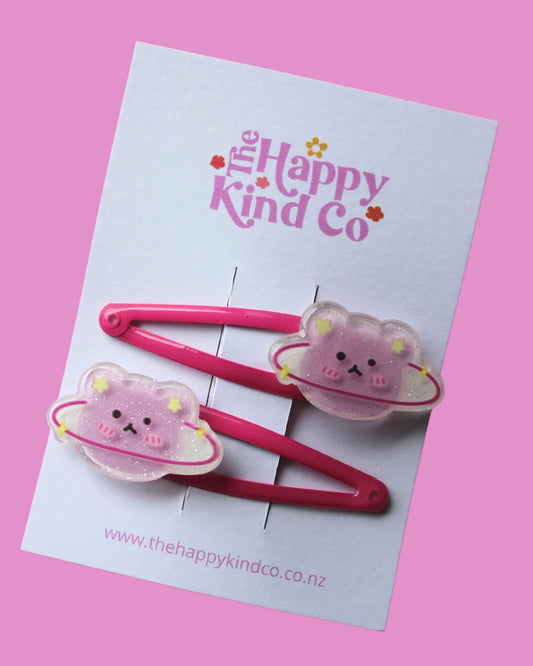 Clips - Space Bear Hot Pink