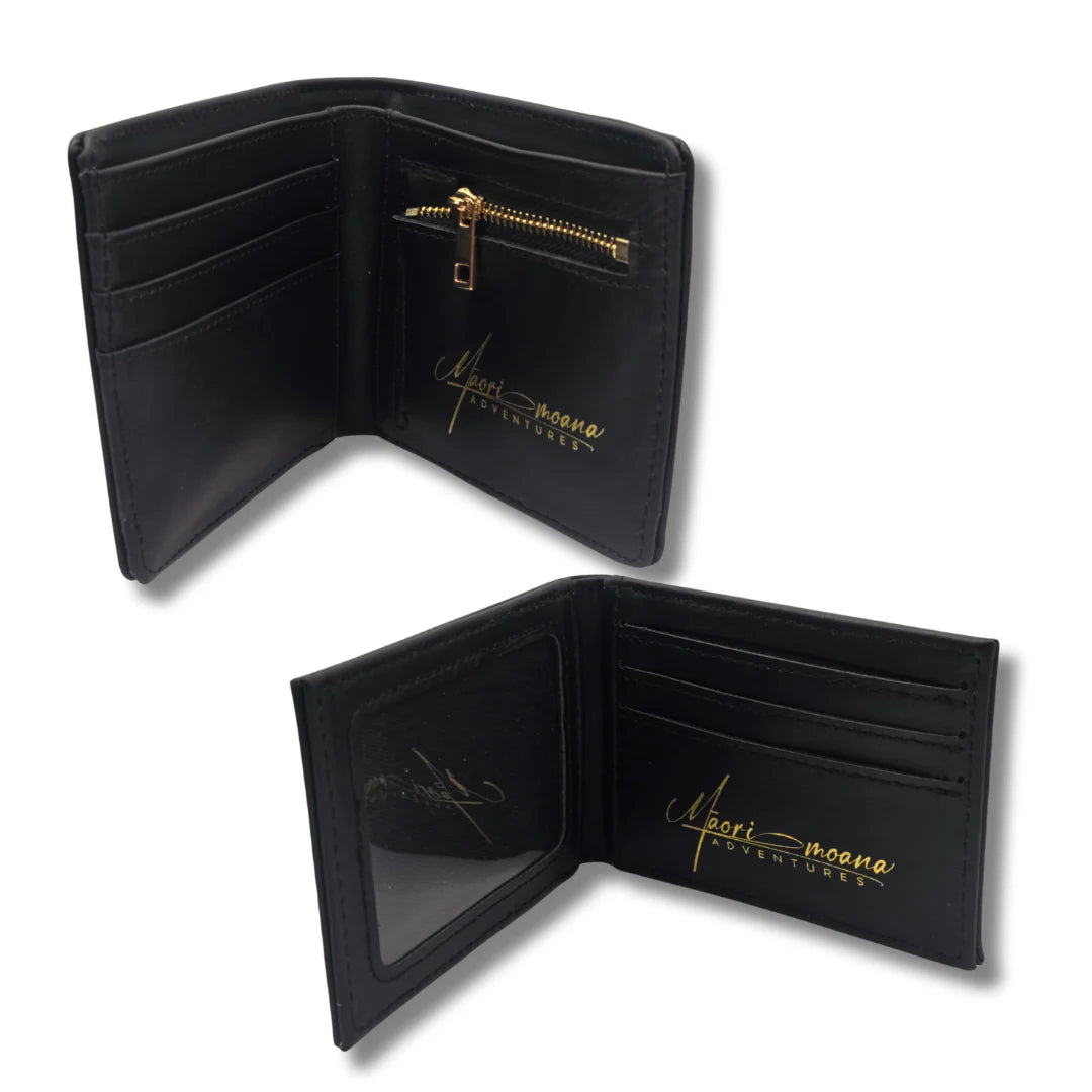 Mana Wallet - Premium Leather - Māori Moana Adventures - Black