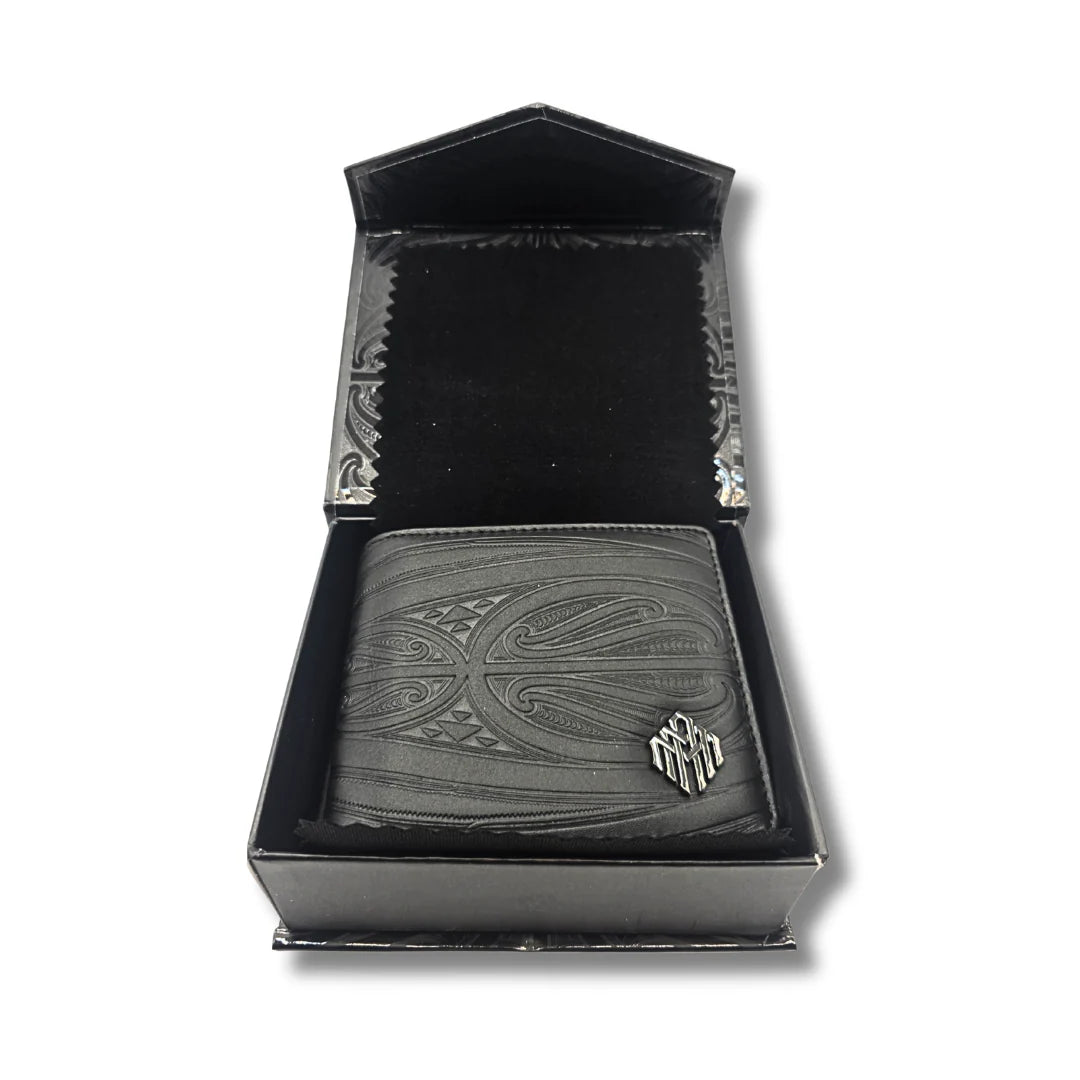 Mana Wallet - Premium Leather - Māori Moana Adventures - Black