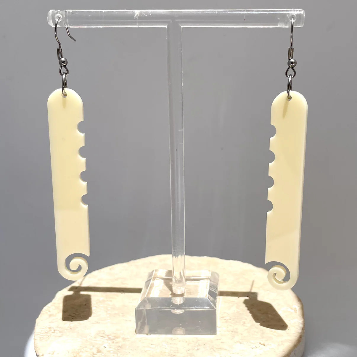 Earrings - Whanau Koru Drop - Shilohs Way - Ivory