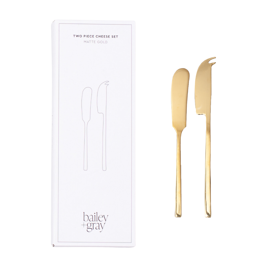 Cheese Knife Set - Two Piece - Gold