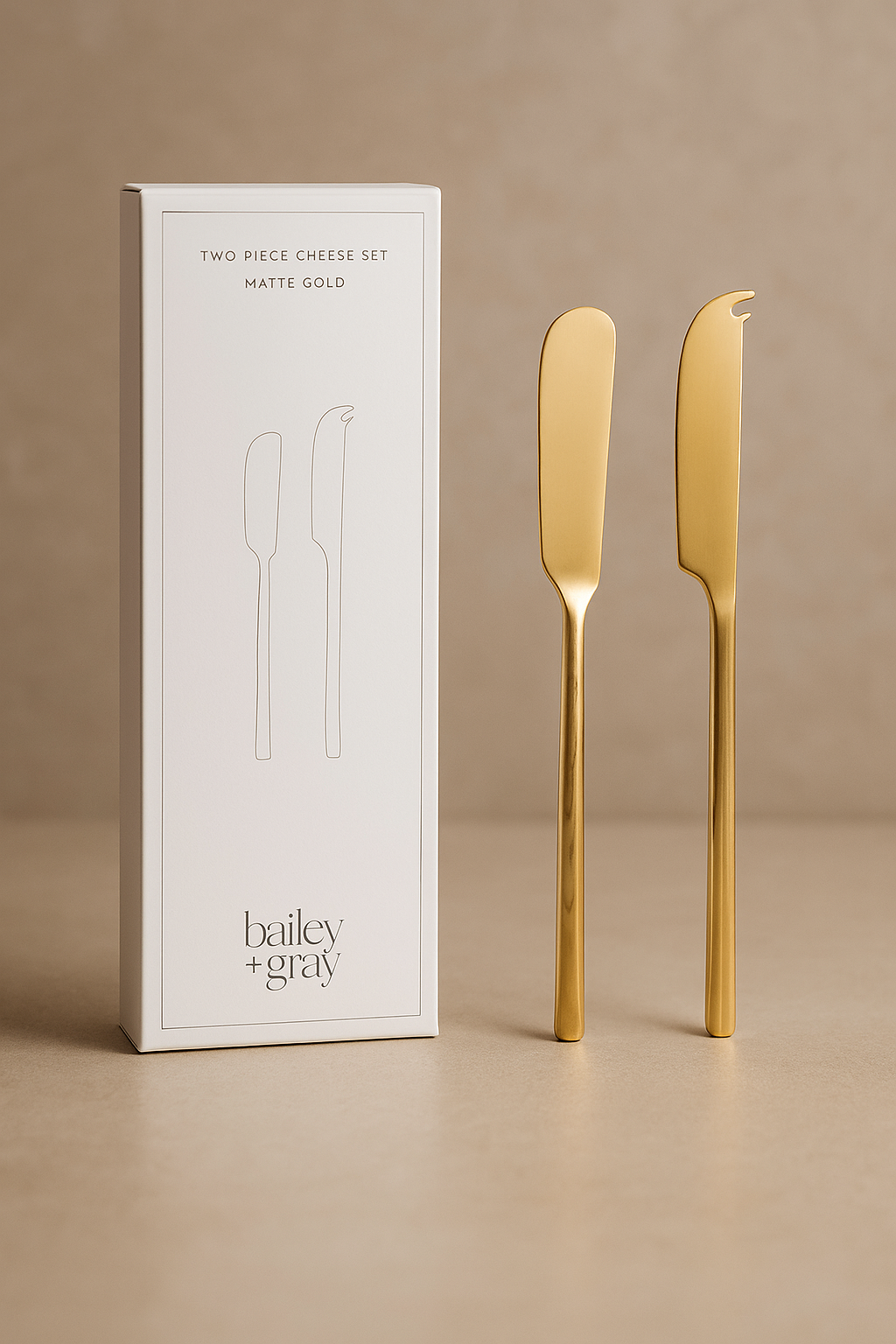 Cheese Knife Set - Two Piece - Gold