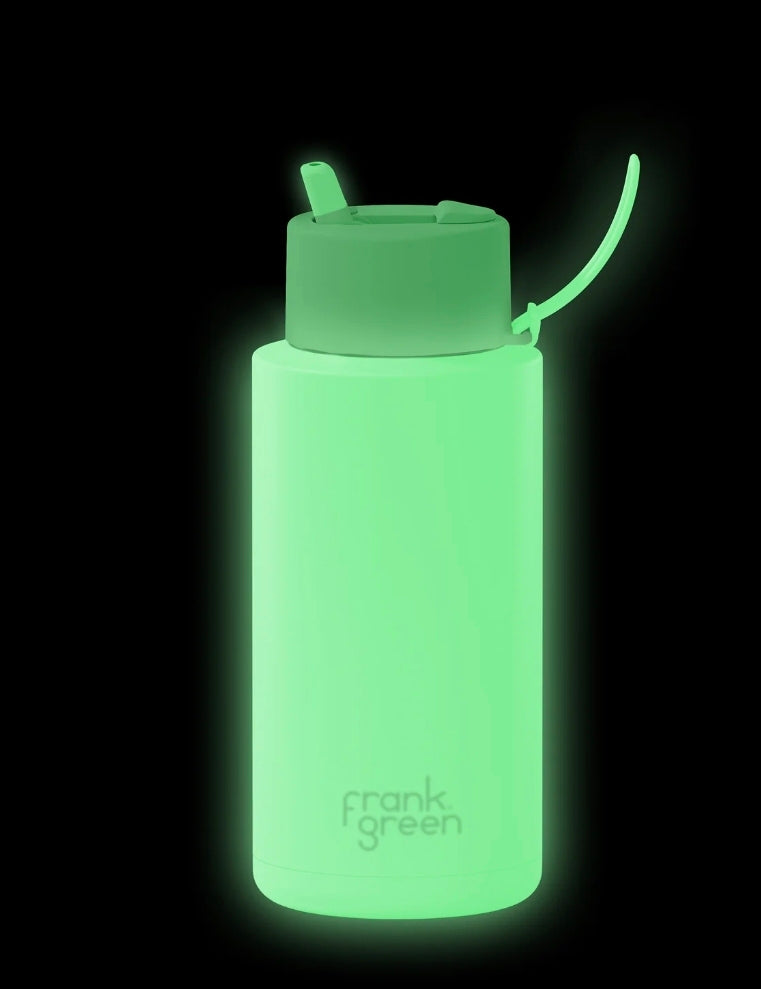Reusable Bottle - Frank Green - 1ltr - Glow in the Dark! Star Glow (Yellow)