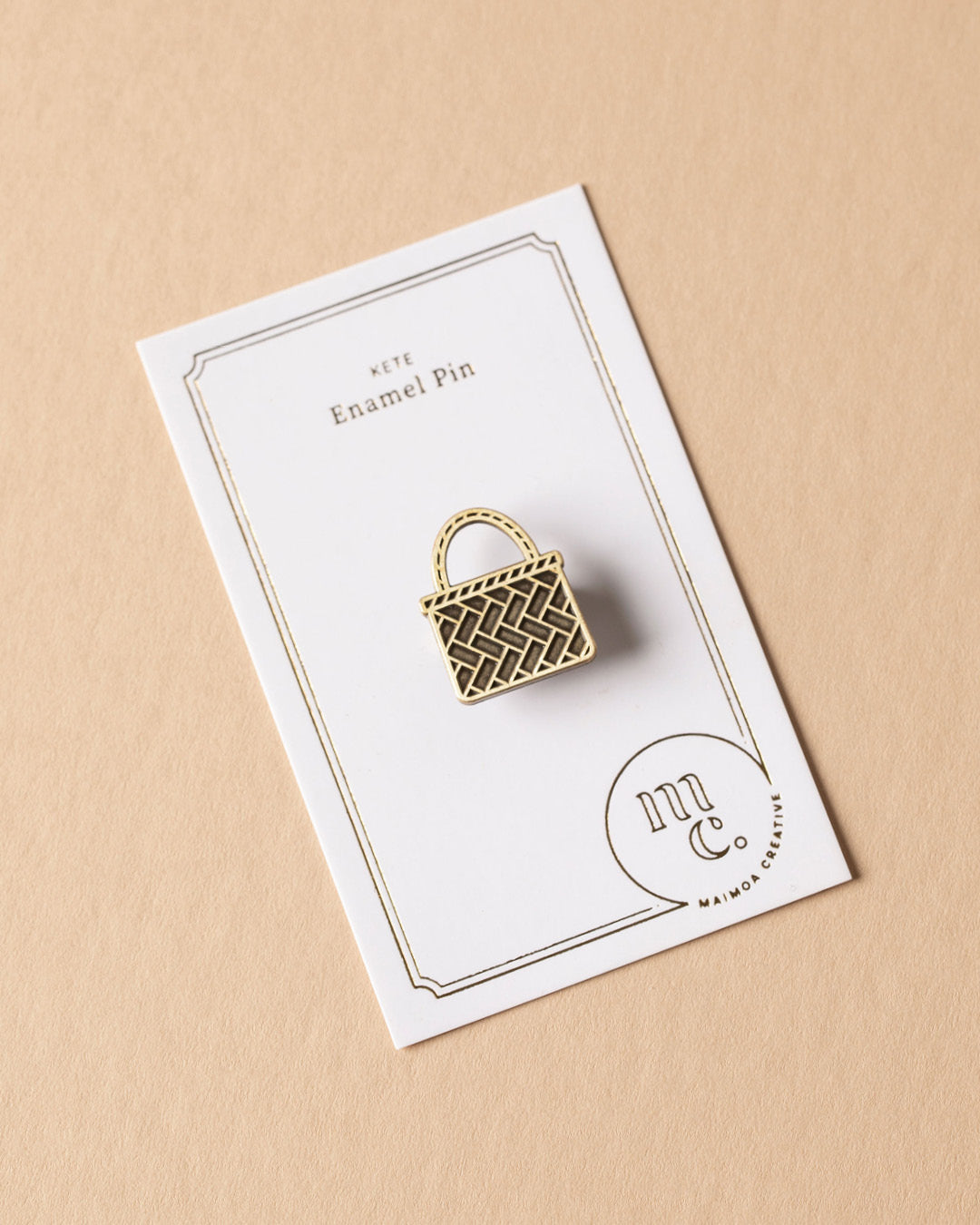 Badge Pin - Kete Antique Gold Pin- Maimoa Creative
