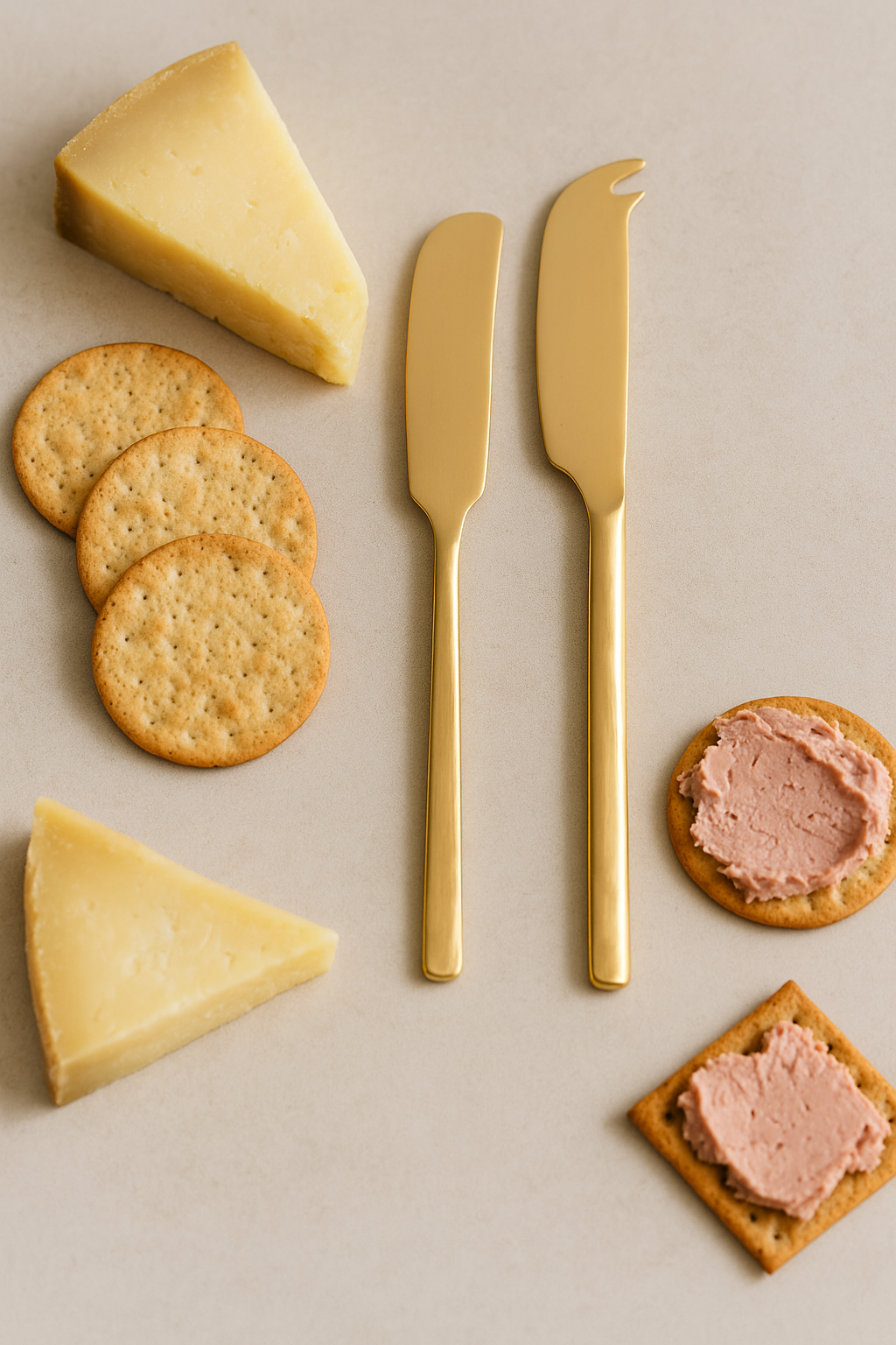 Cheese Knife Set - Two Piece - Gold