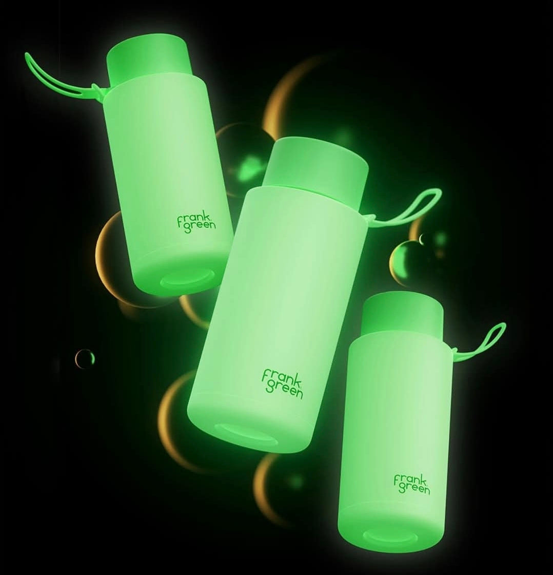 Reusable Bottle - Frank Green - 1ltr - Glow in the Dark! Star Glow (Yellow)