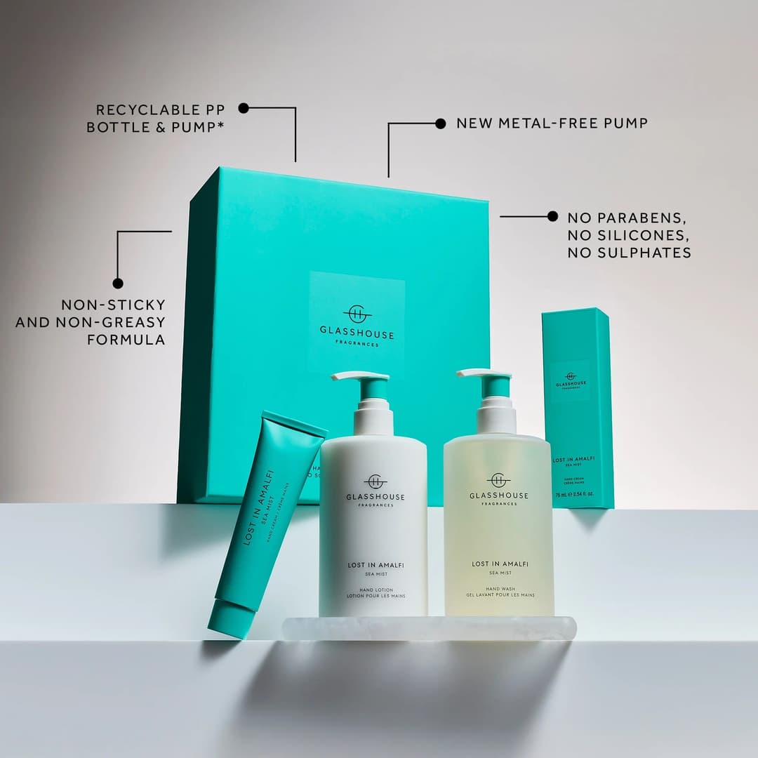 Hand Care Duo - Hand Wash, Hand Lotion & Tray - Glasshouse Fragrances -Lost in Amalfi
