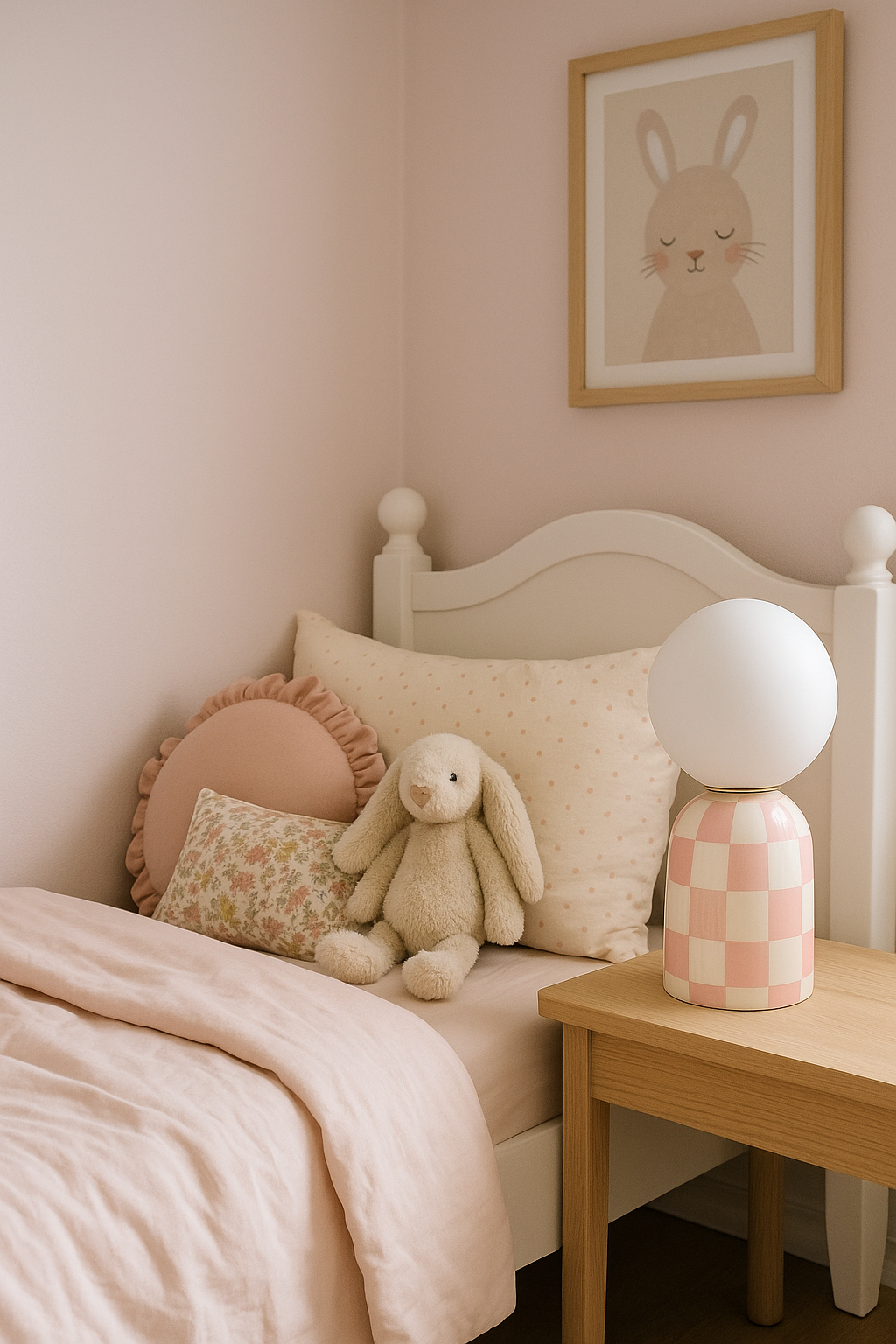 Lamp - Table Lamp - Pink Checkered