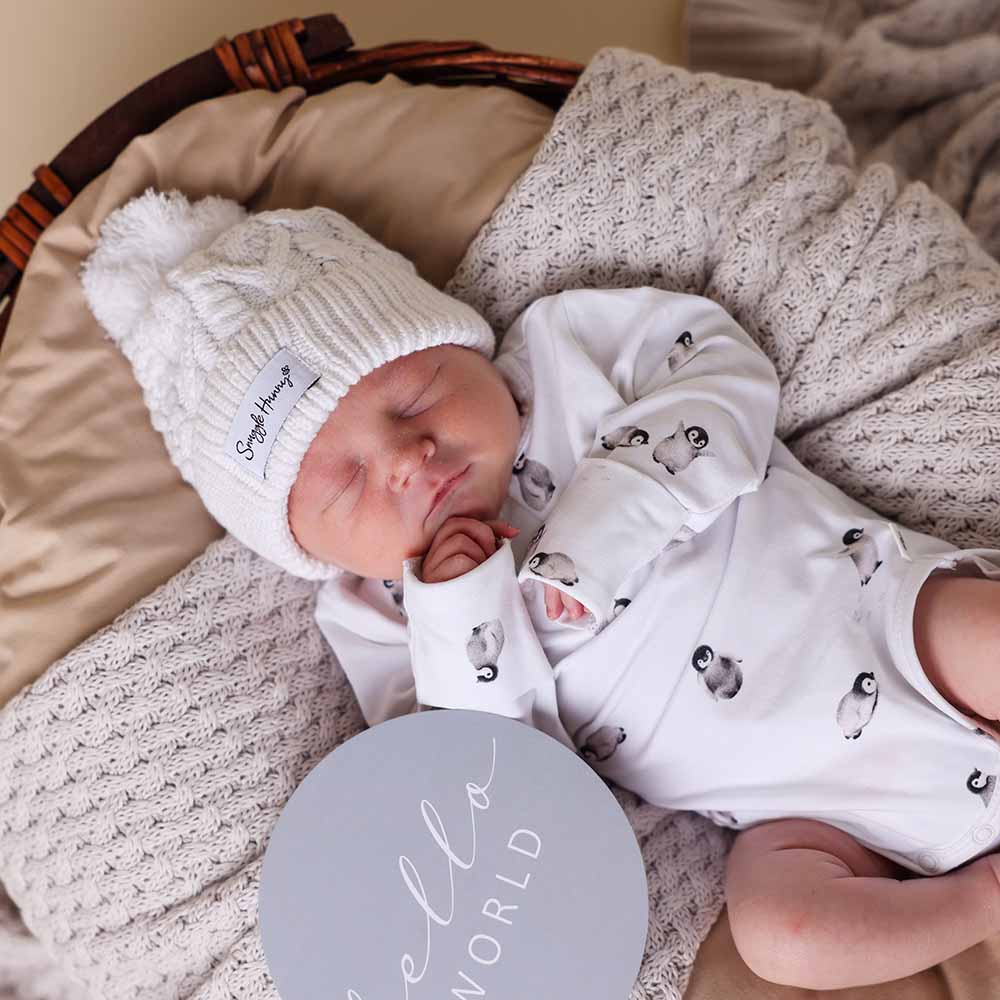 Knit Beanie - Snuggle Hunny - White