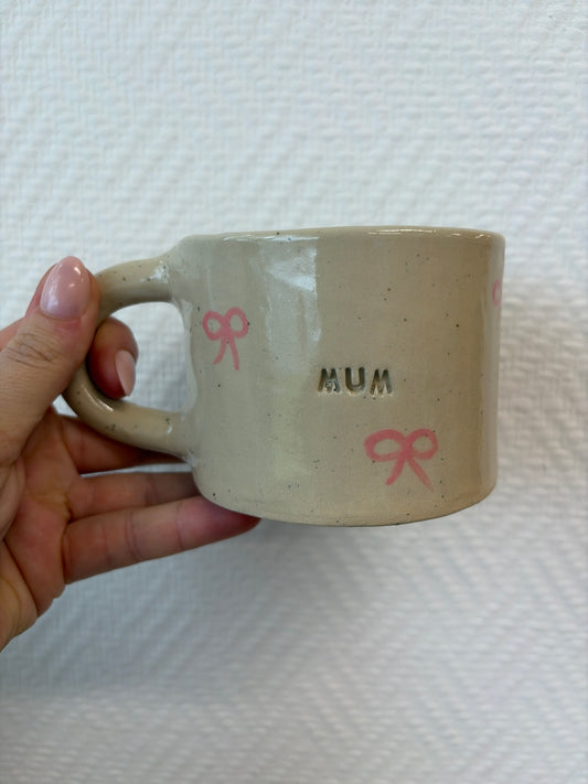 Pottery Mug - Bows #2043 - Mum