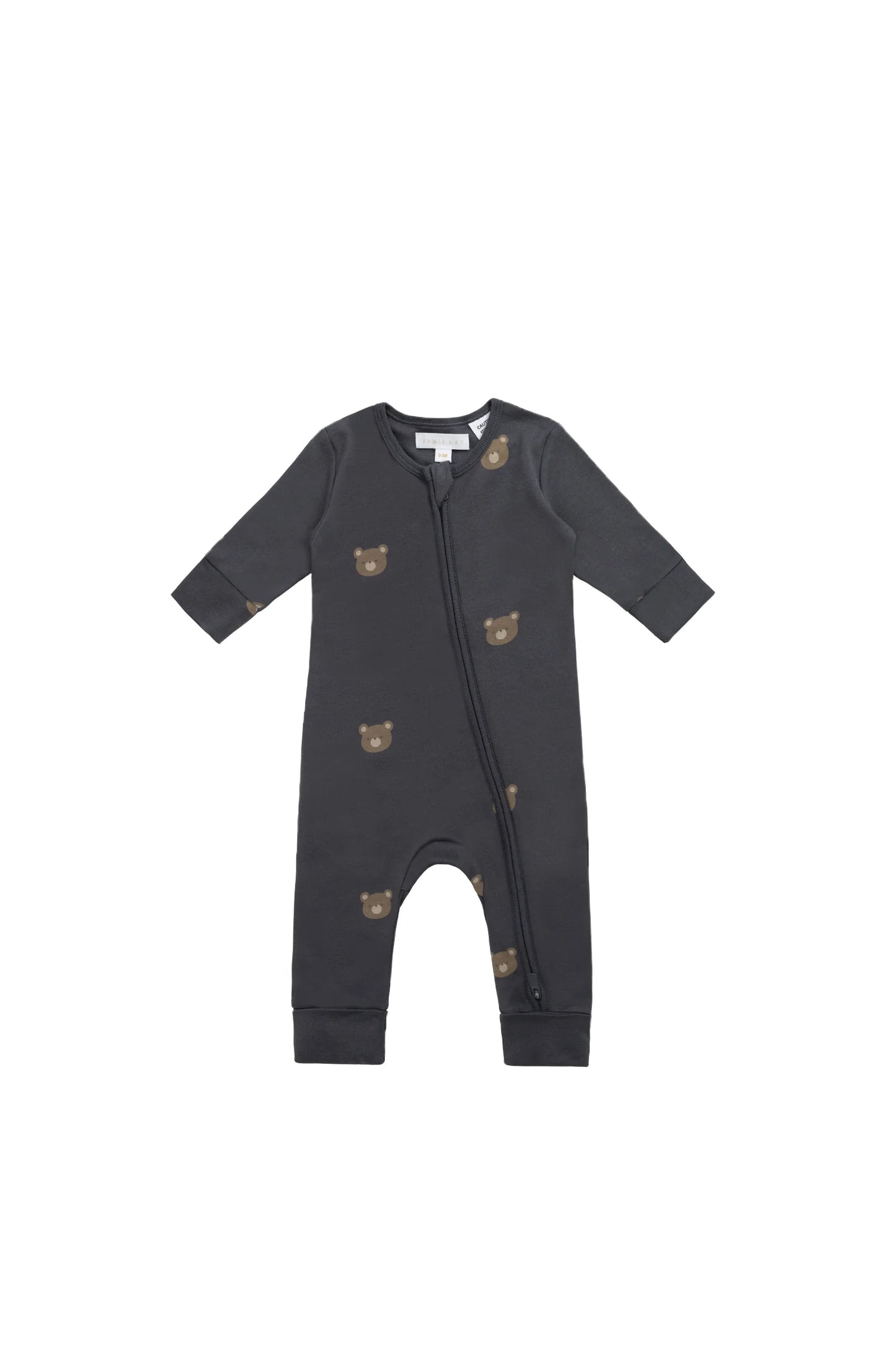 Onepiece - Reese Zip Up - Bobbie Bears Black Oyster- Jamie Kay - Size 0000 - NB