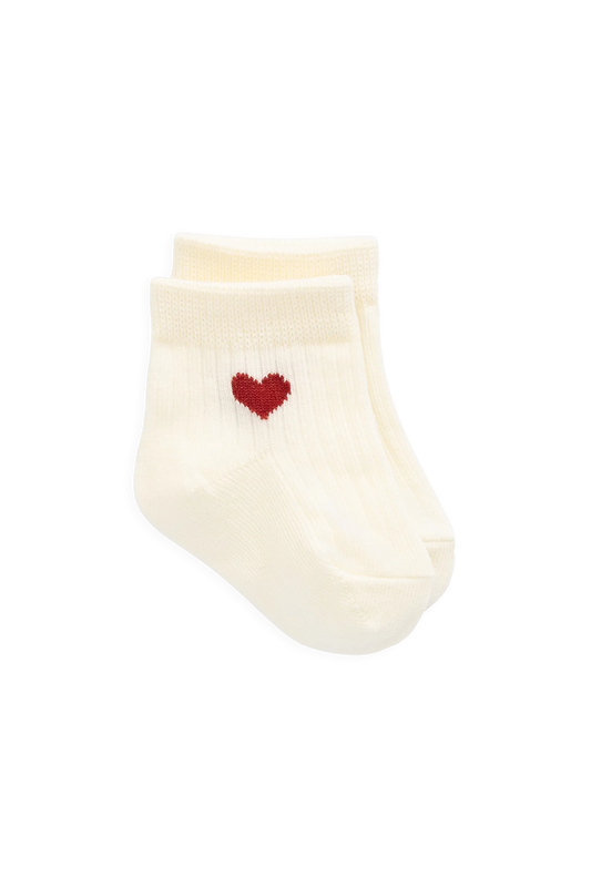 Socks - Bellamy Heart Urban Red - Jamie Kay - Newborn
