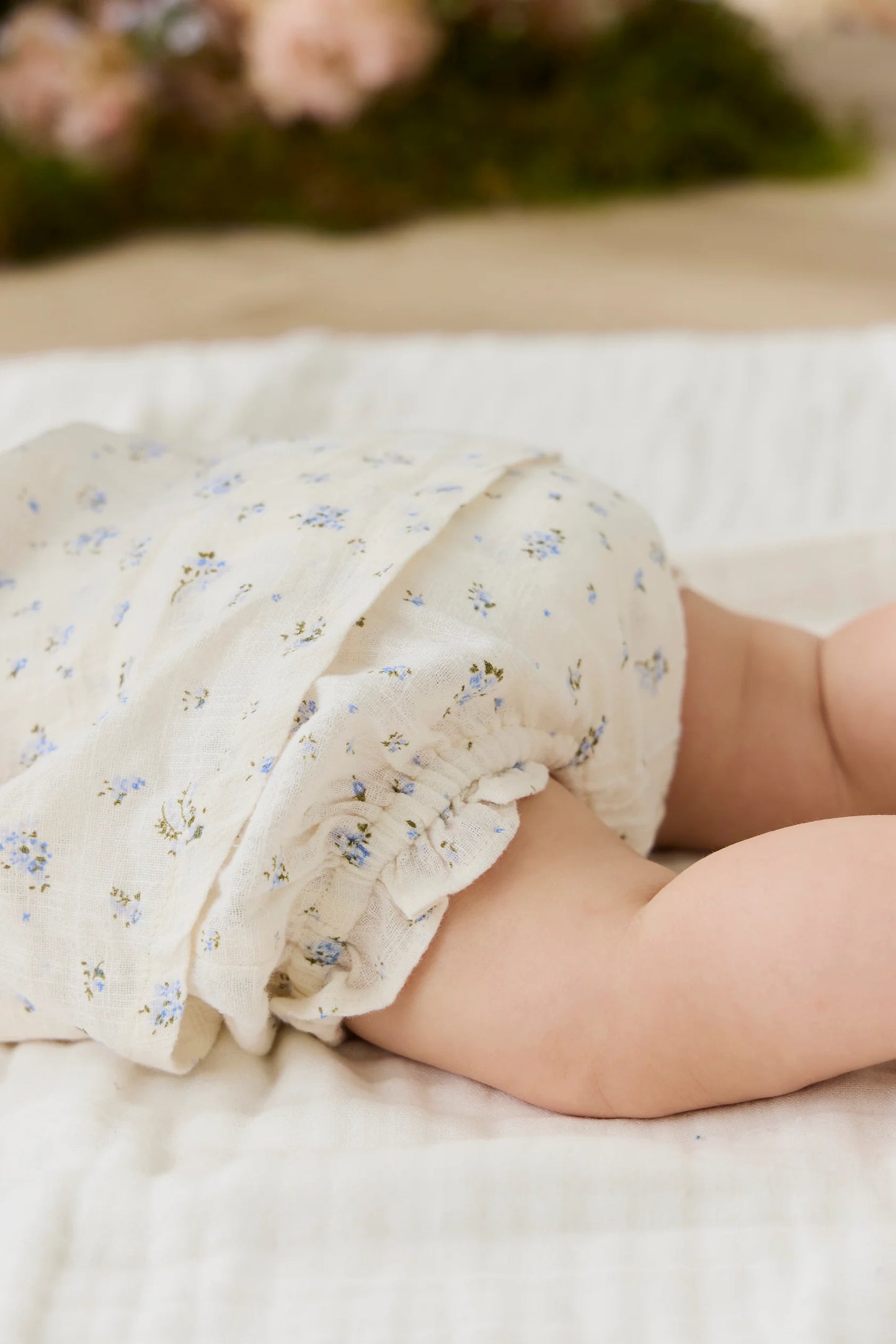 Organic Cotton Frill Bloomer - Juniper Fields Blue - 0-3m