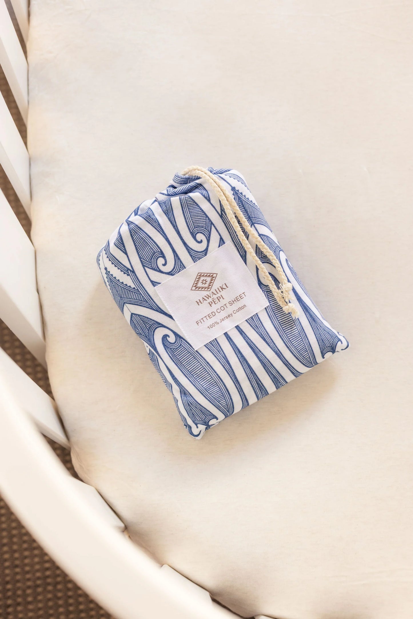 Fitted Cot Sheet - Taurikura Navy Blue - Hawaiiki Pēpi