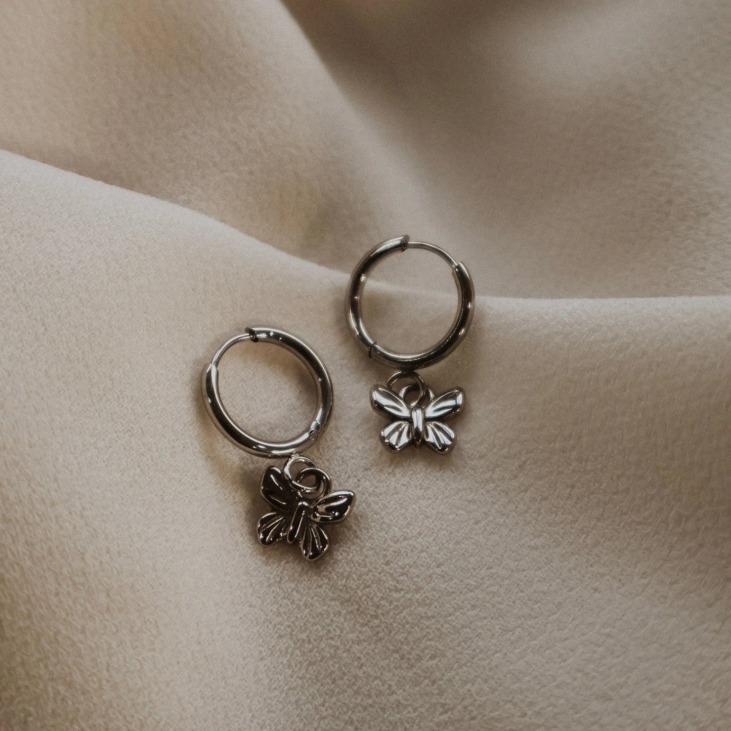 Earrings - Katy B -  Butterfly Hoops