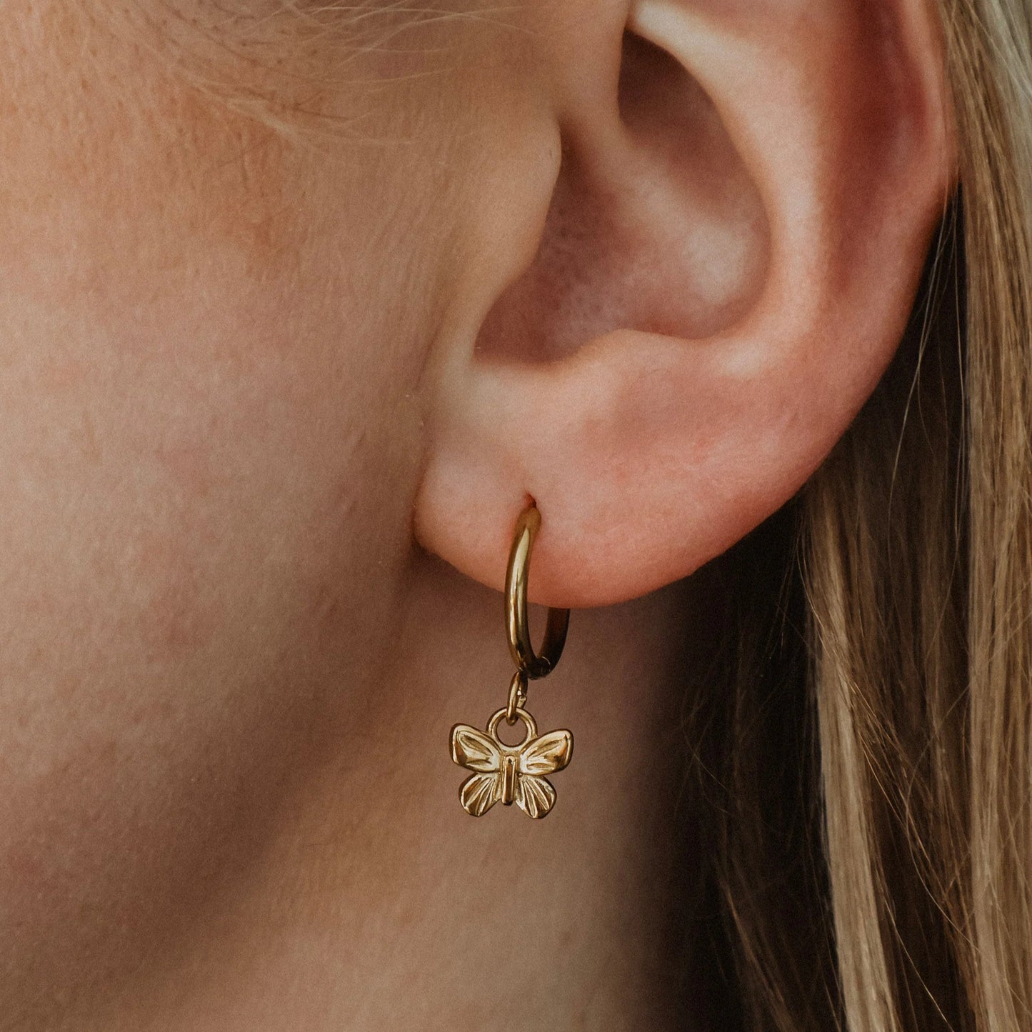 Earrings - Katy B -  Butterfly Hoops