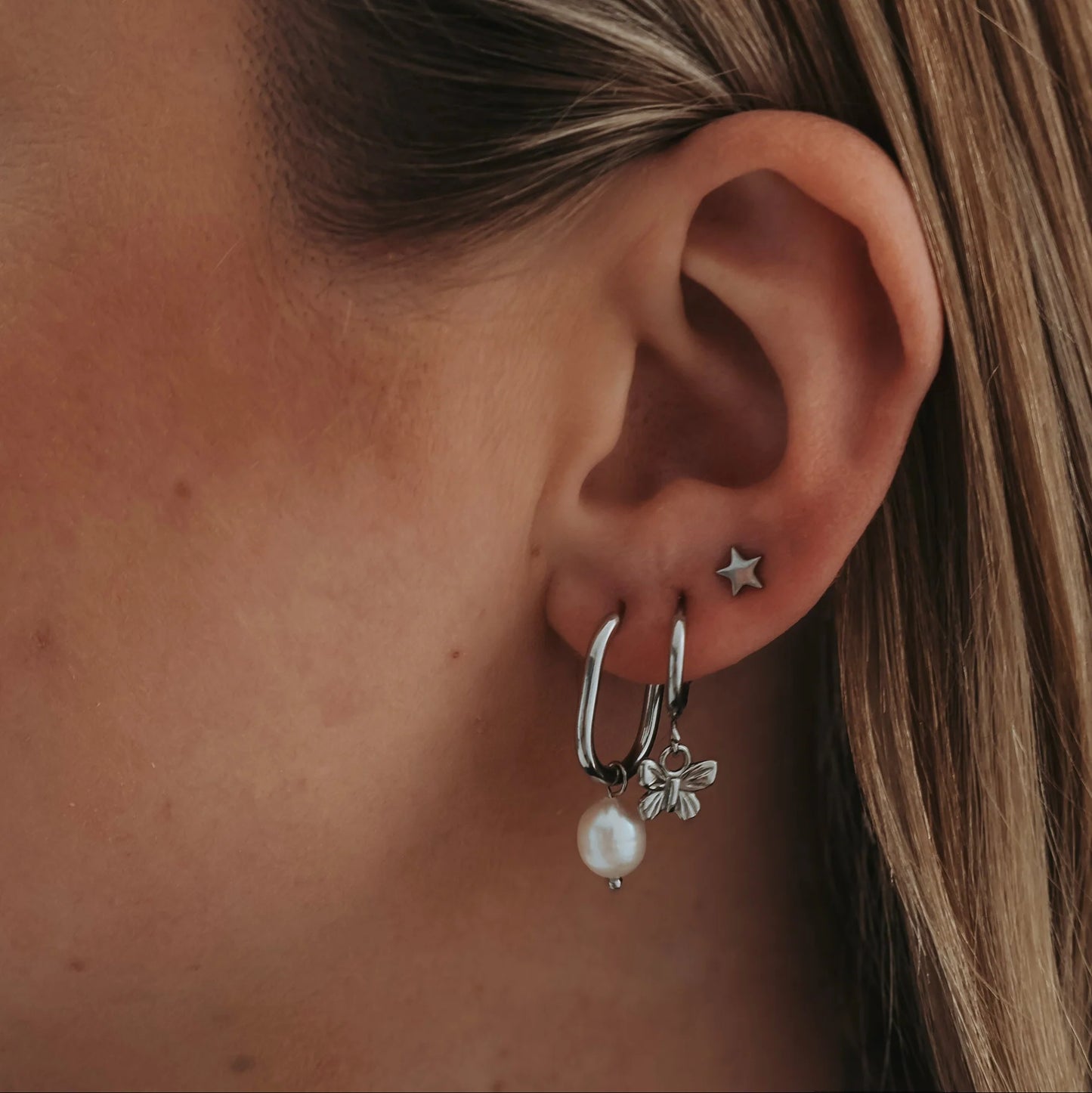 Earrings - Katy B -  Butterfly Hoops