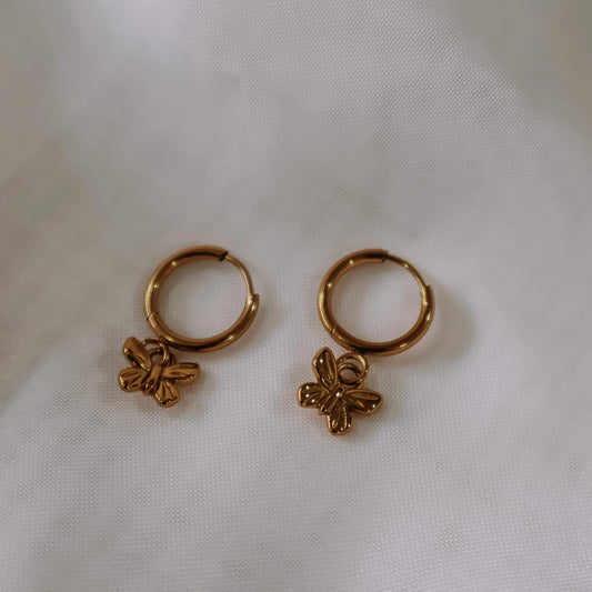 Earrings - Katy B -  Butterfly Hoops
