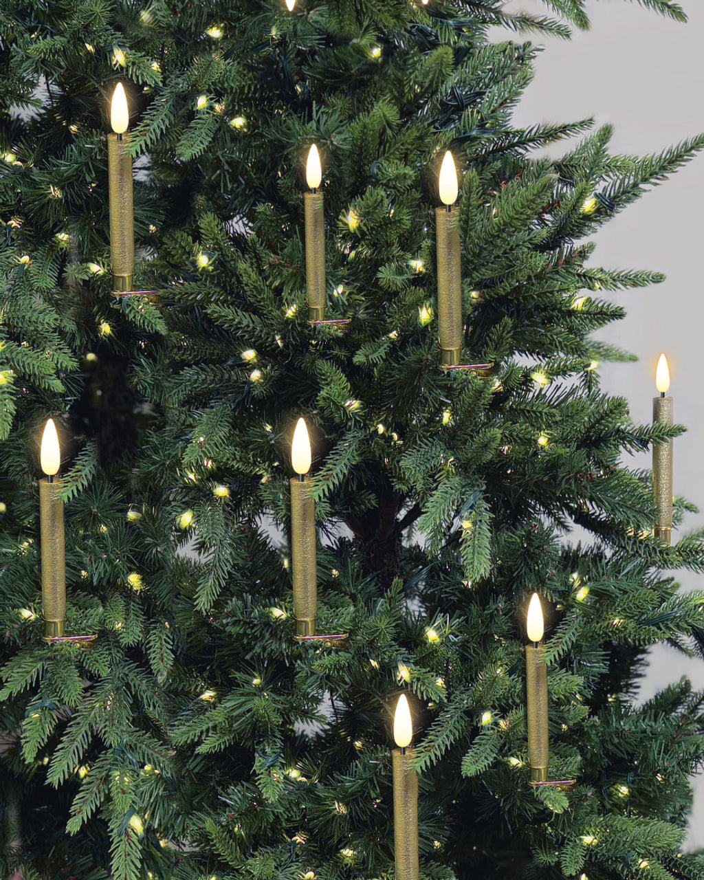 Deluxe Christmas Tree Candles - Gold Candle 10pc Set with clamps