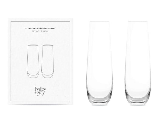 Stemless Champagne Flutes - 300ml - (Set of 2)