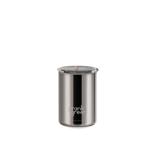 Ceramic Coffee Cup with Hinged Lid - Moondust Chrome - Frank Green