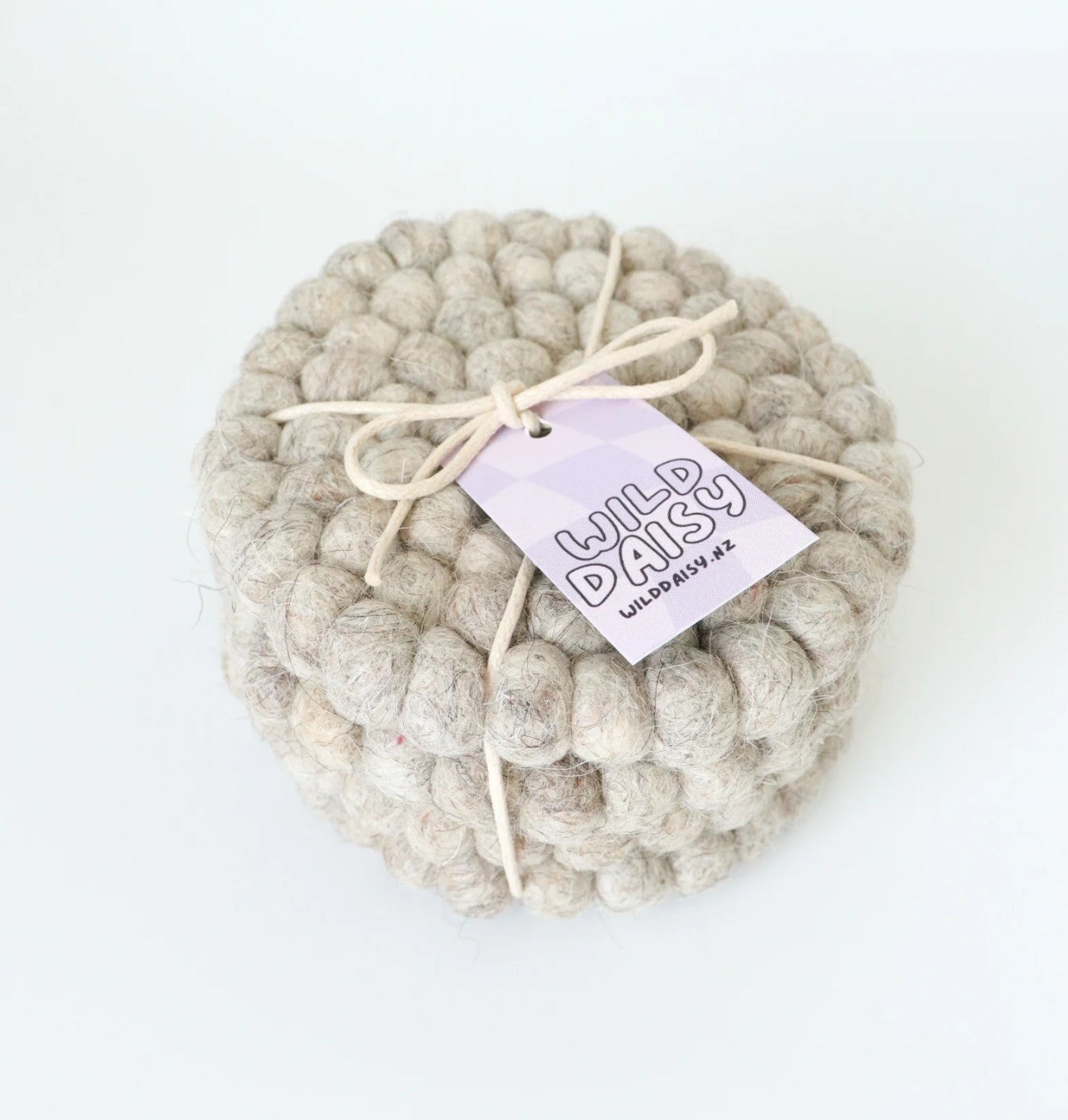 Coaster Set - Felt Ball - Marbled Grey