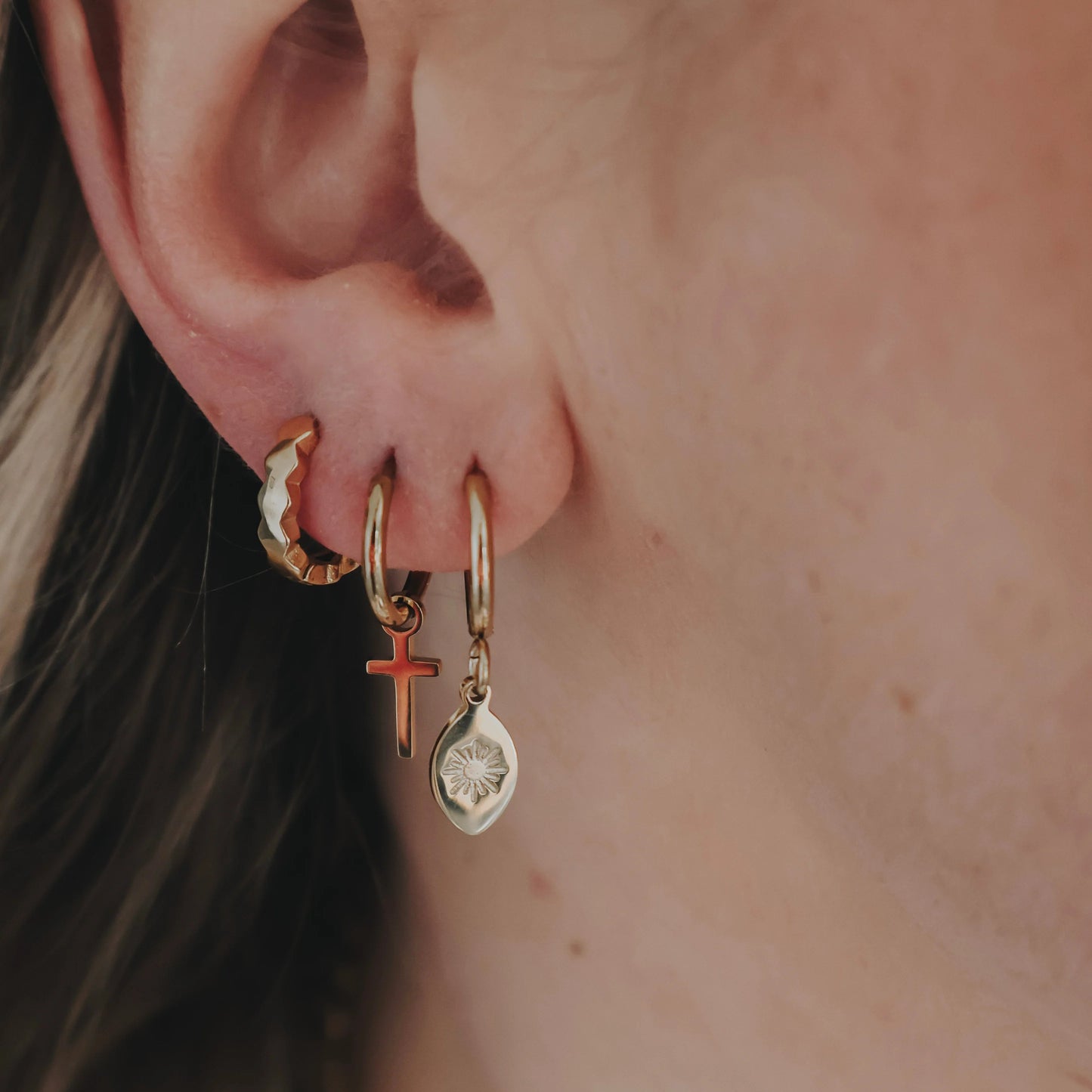 Earrings - Katy B -  Cross Hoops