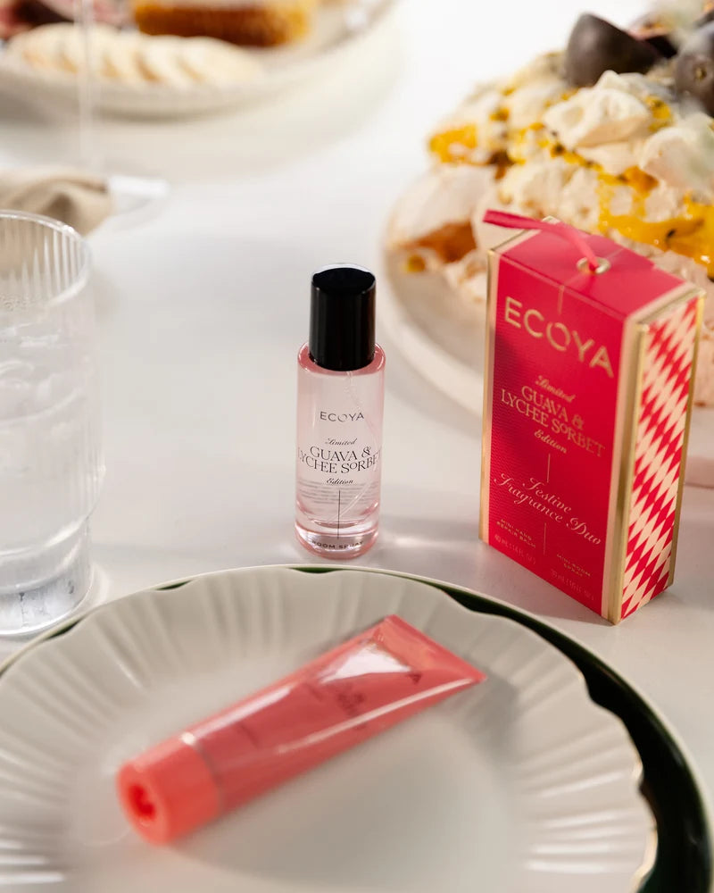 Festive Fragrance Duo - Mini Hand Cream 40ml & Mini Room Spray 30ml - Guava &  Lychee Sorbet
